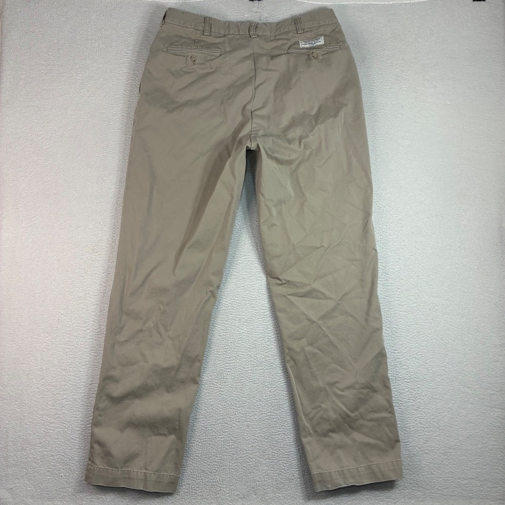 Vintage Polo Ralph Lauren Andrew Chino Pant Men 34x33 Tan Business Double Pleat
